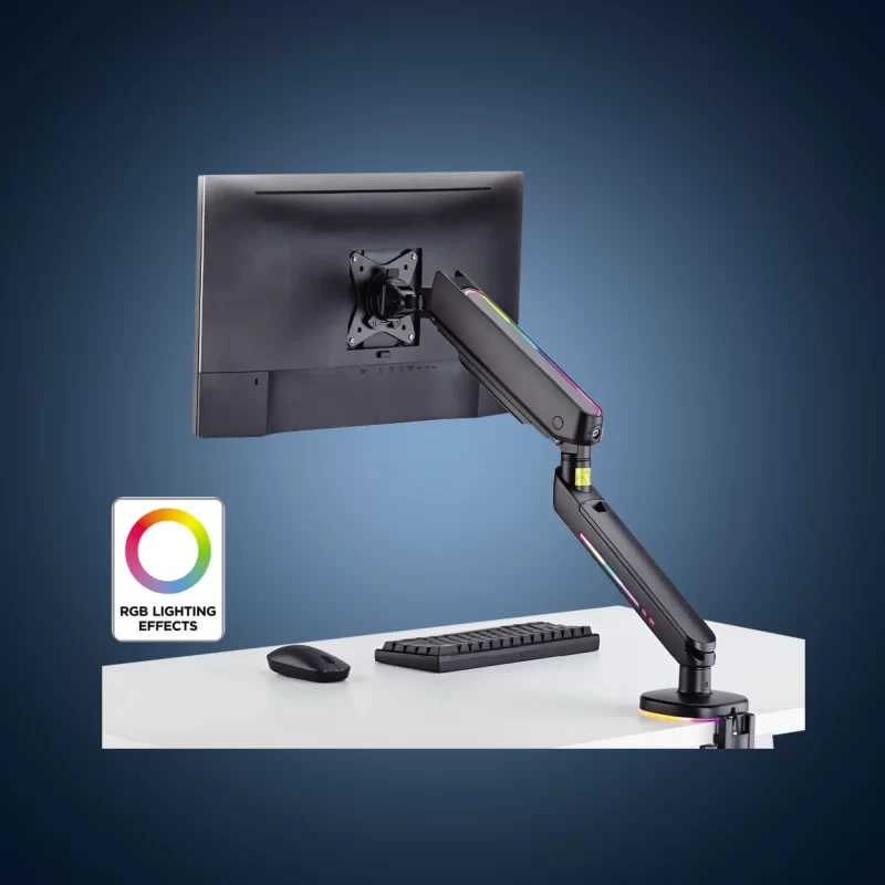 Single Gas Spring RGB Monitor Arm - Black