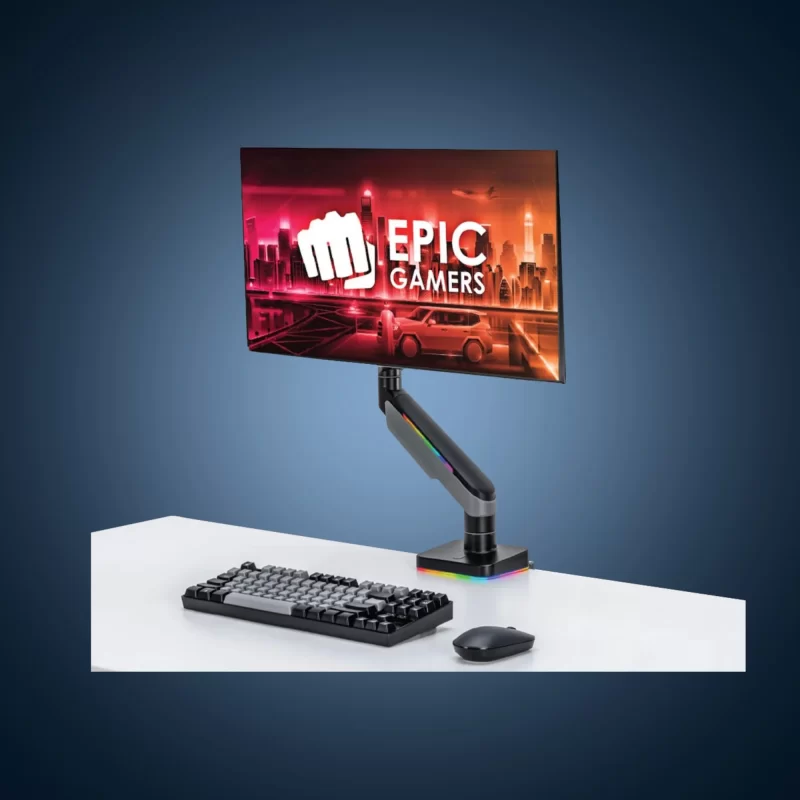 Elite Single Gas Spring RGB Monitor Arm - Gray