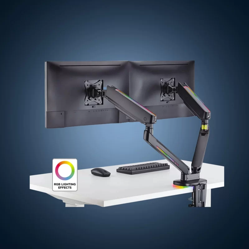 Dual Gas Spring RGB Monitor Arm -Black