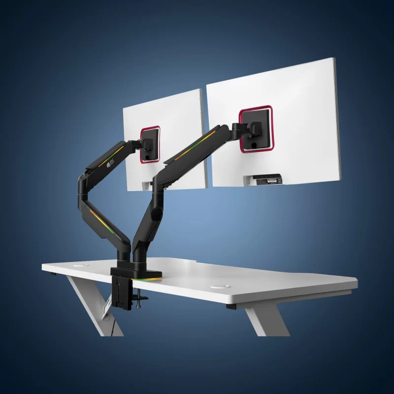 Elite Dual Gas Spring RGB Monitor Arm - Black