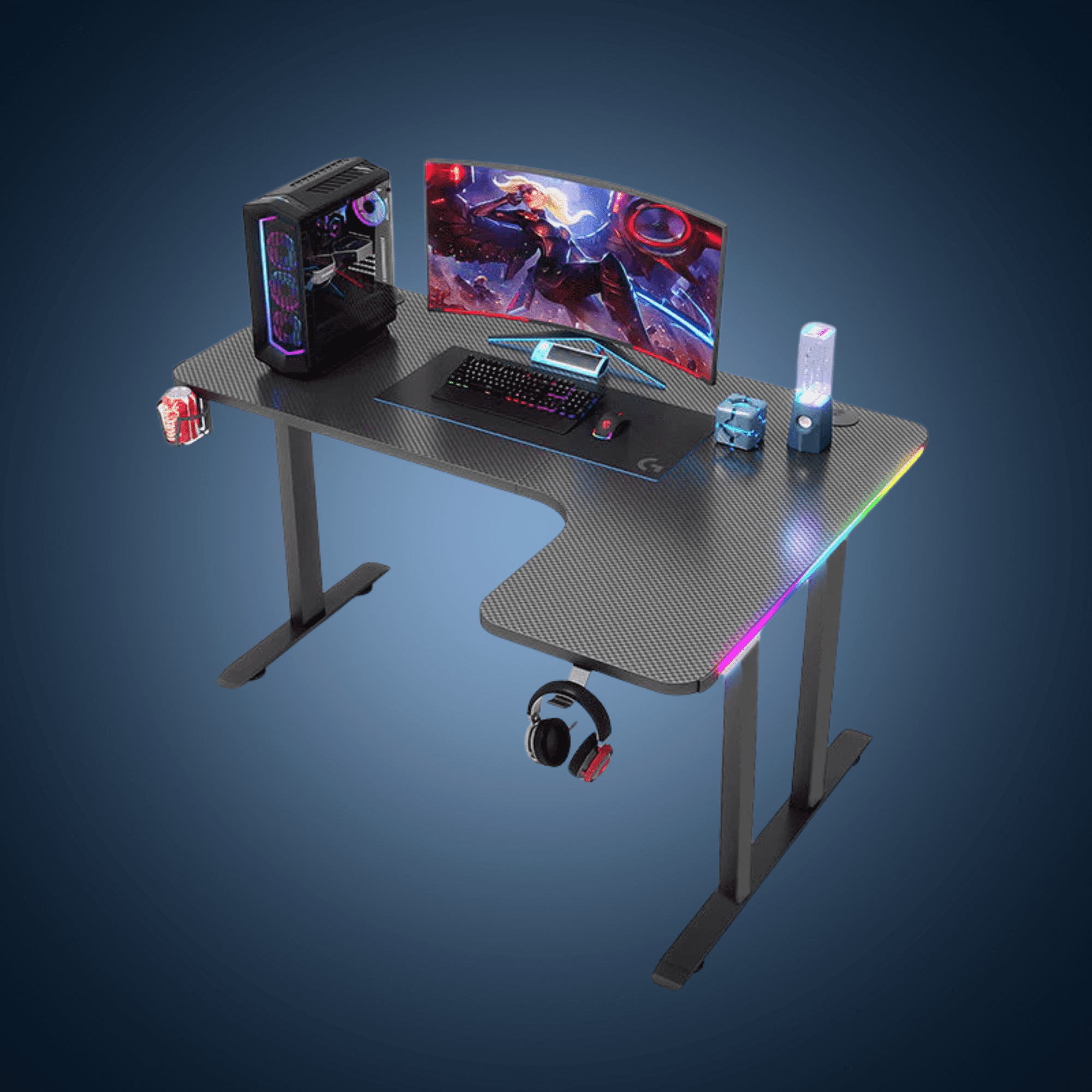 Pro Gaming Corner ARGB Desk w/ Remote Control - Black